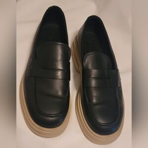 Zara Black Leather Slip-On Loafers Mens Size 45